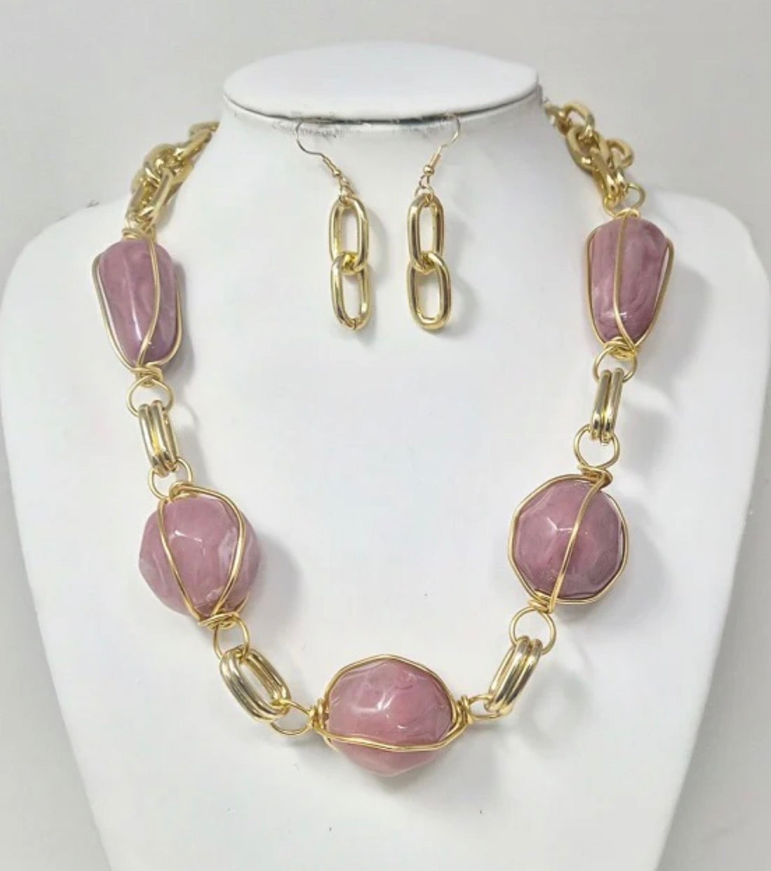 Rock Star Stone Necklace Set_ Lavender