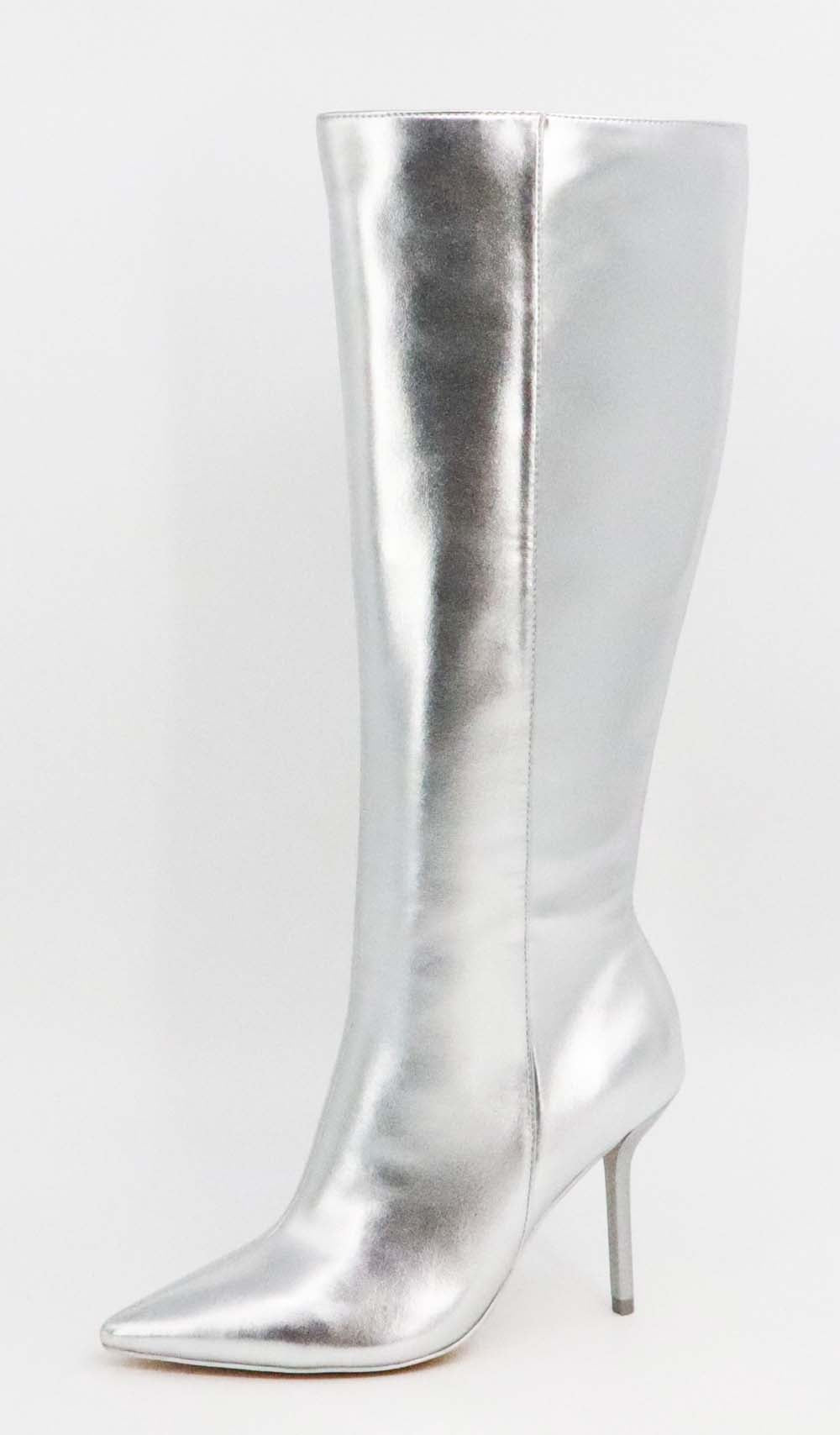 Stiletto metallic knee-high boots