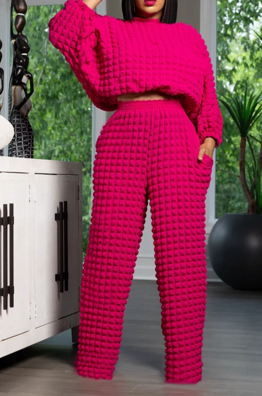 My Bubble 2pc Pant Set_Fuschia OR Green