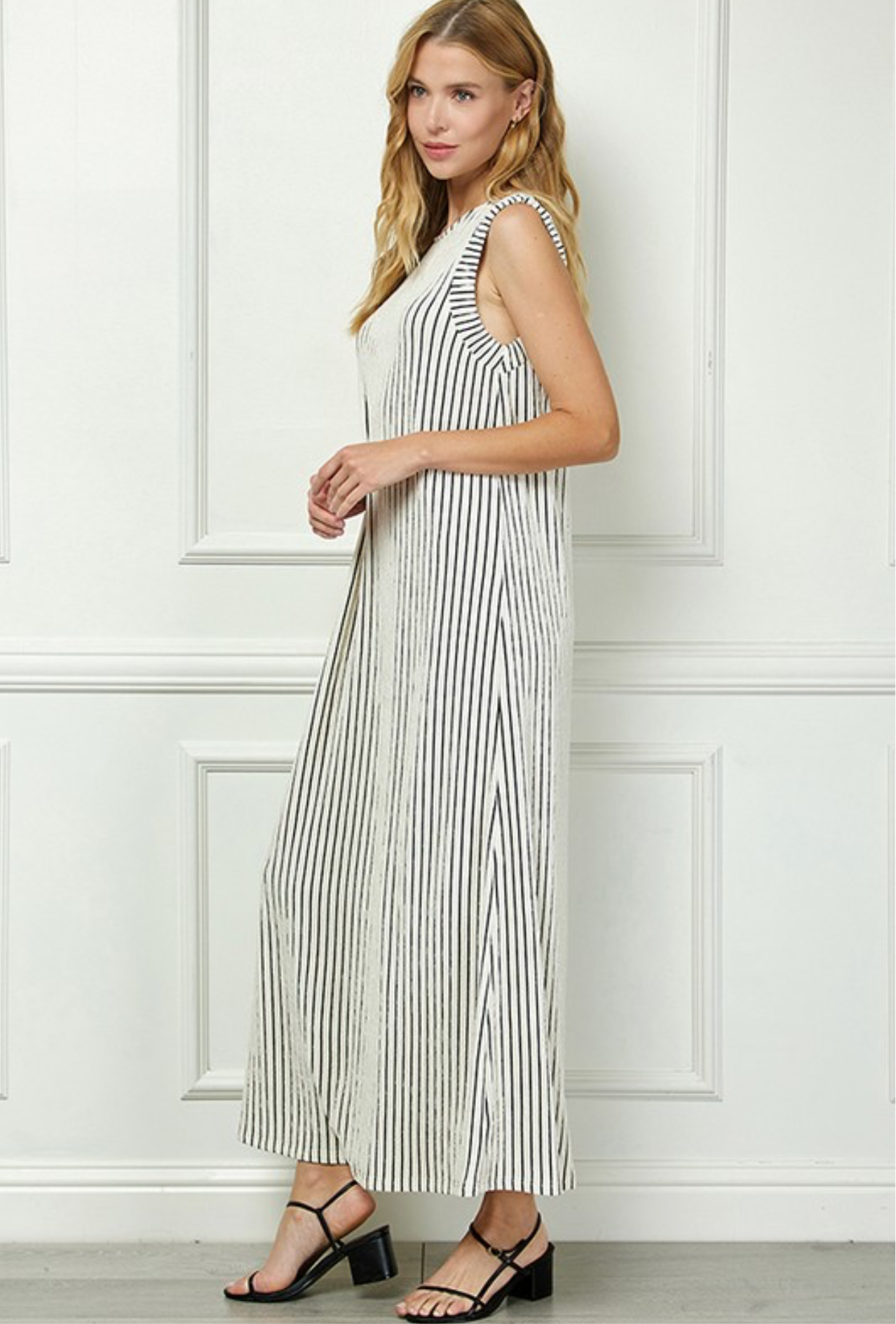 Sleeveless Stripe Maxi Dress