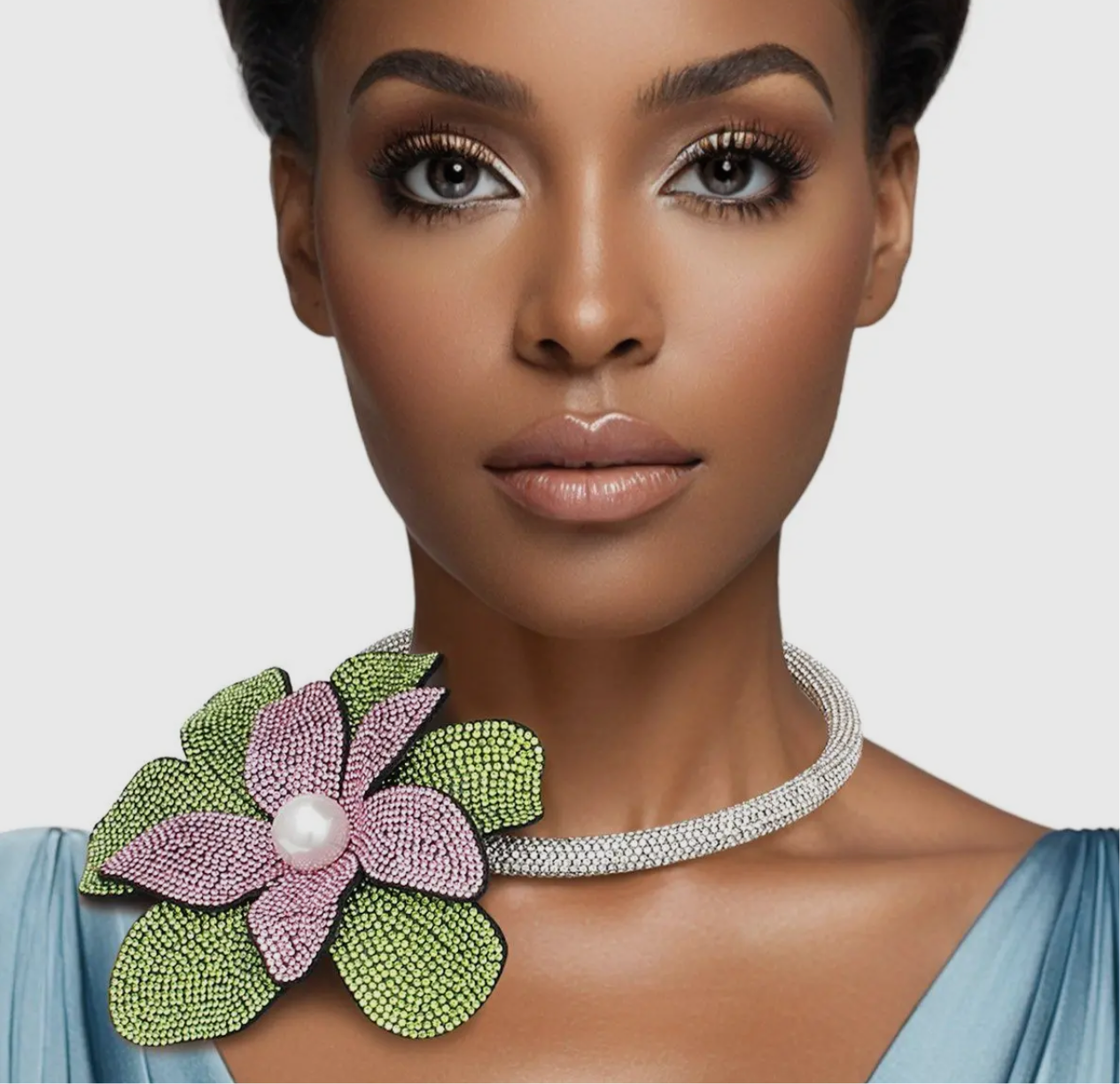 Bling Oversized Flower Necklace
