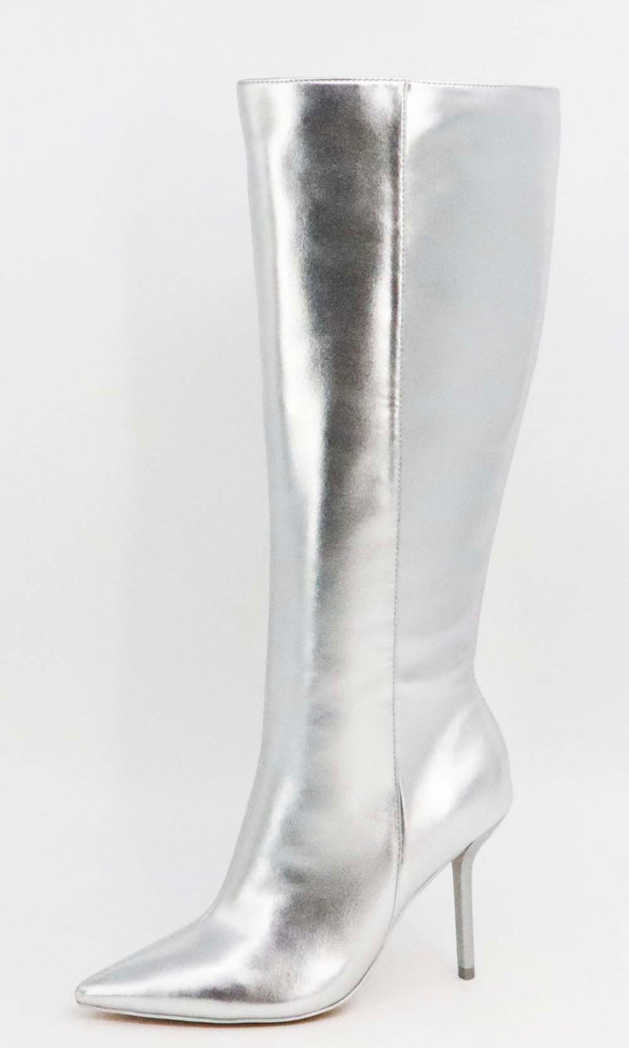 Stiletto metallic knee-high boots