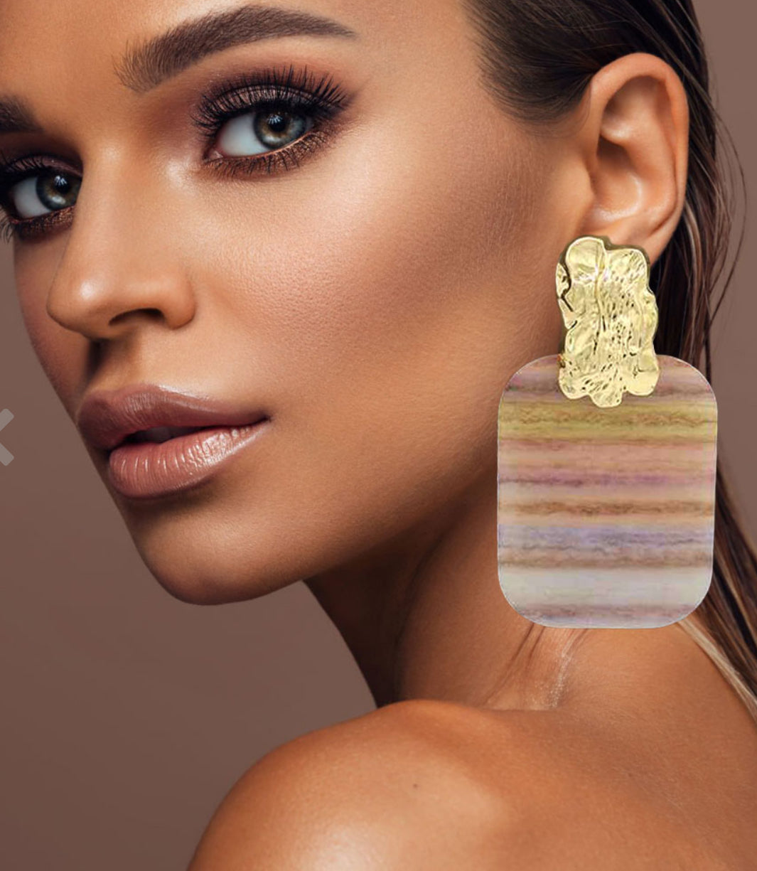 Oversized Patterned Celluloid Earrings