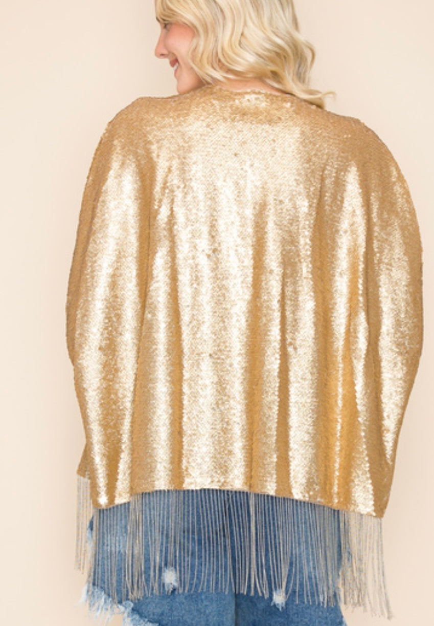 Goldie SEQUINS OVERSIZED FRINGE VEST