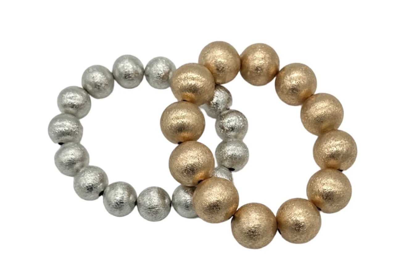 Matte Pearl Ball Stretch Bracelet