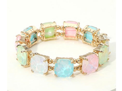 Cushion Square Stone Stretch Bracelet
