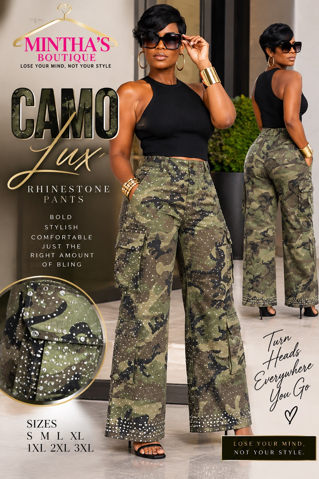 CAMO LUX RHINESTONE PANTS π€ππ€