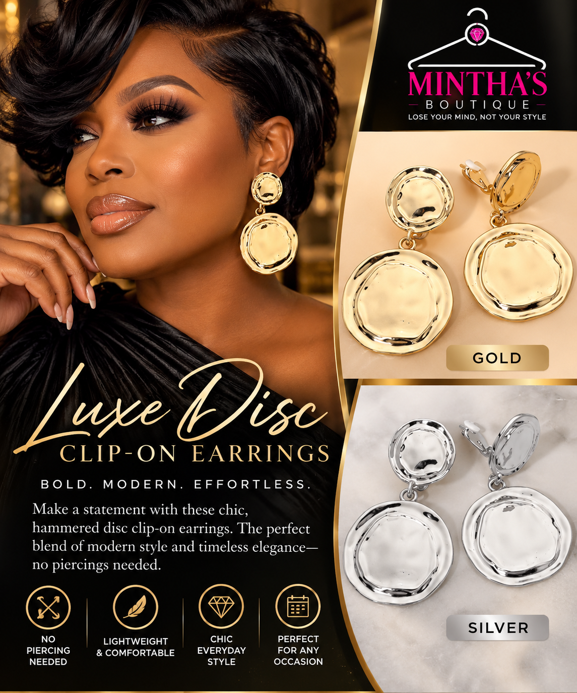 Luxe Disc Clip-On Earrings