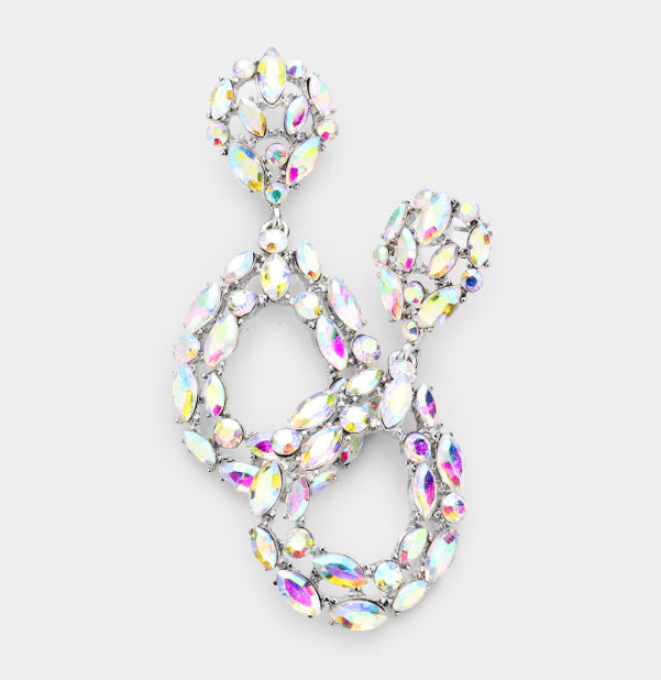 Round Cluster Open Teardrop Earrings