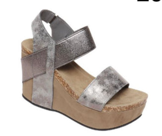 Pewter Wedge Strap Sandal