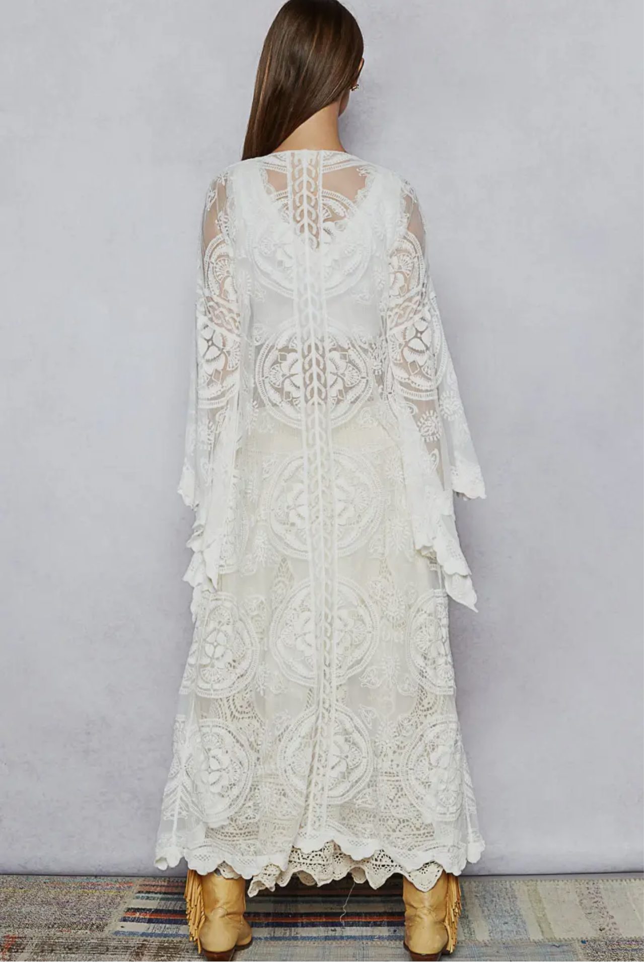 White Boho Chic Kimono Long _One Size