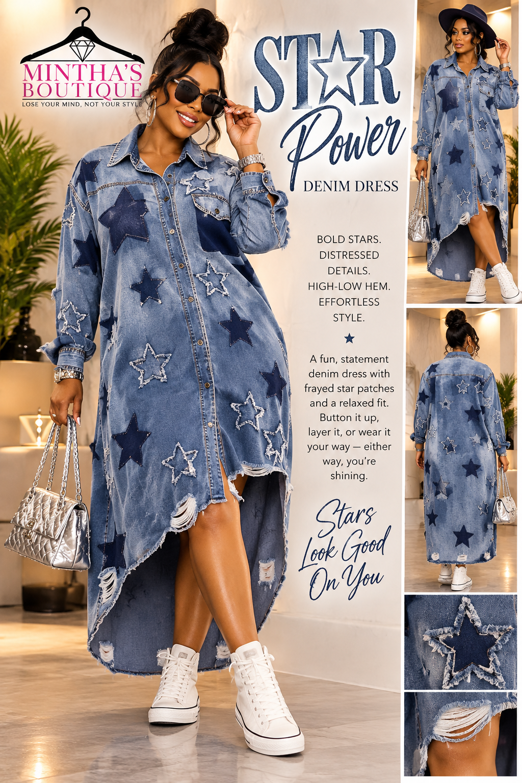 Star Power Denim Dress