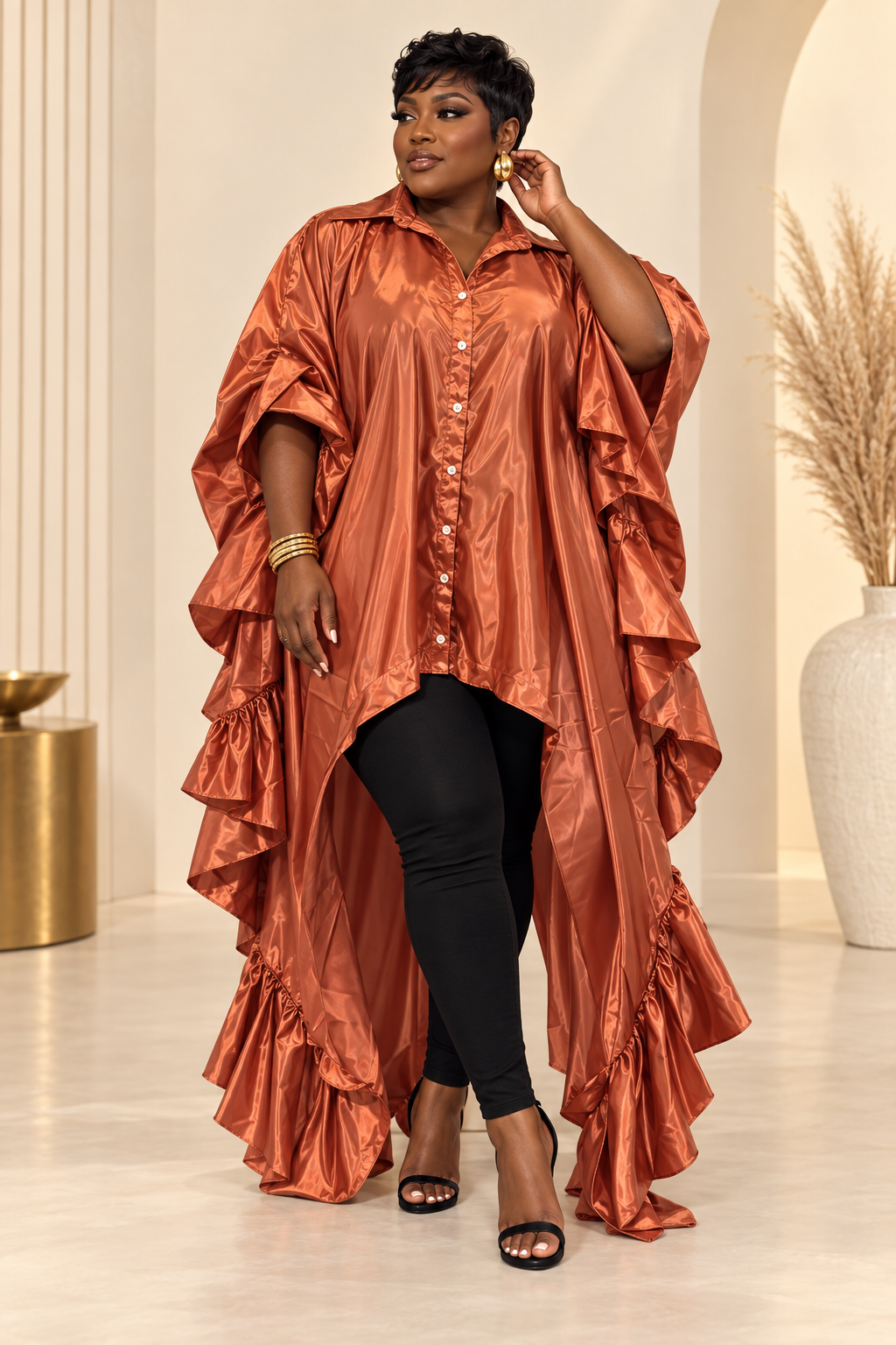 Sassy in Satin Dramatic Dress/Tunic Top