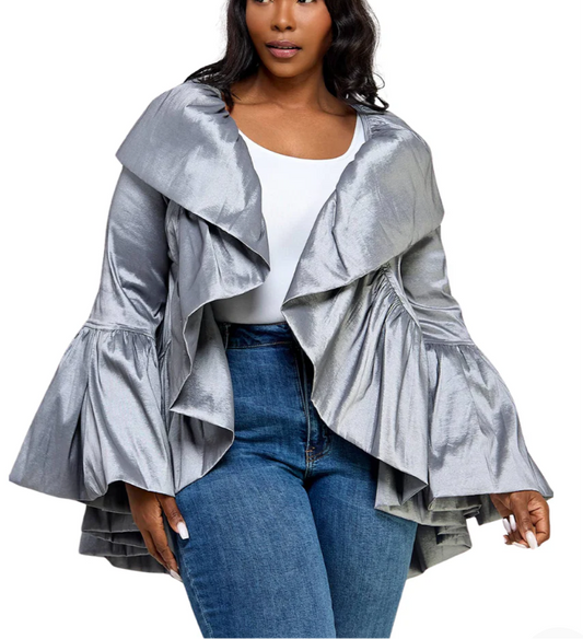Long Sleeve Ruffle Detail Jacket