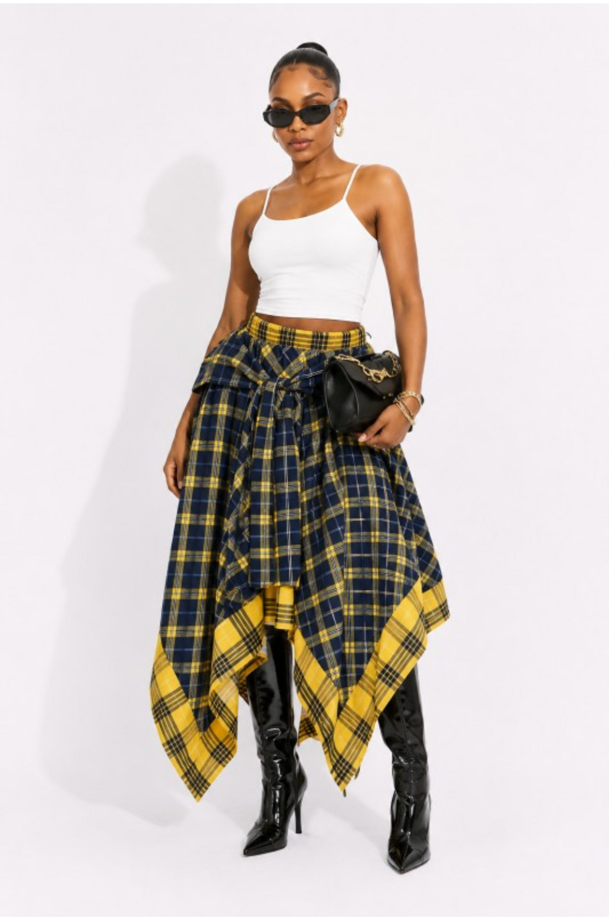 Plaid Attitude Handkerchief Skirt 💛🖤