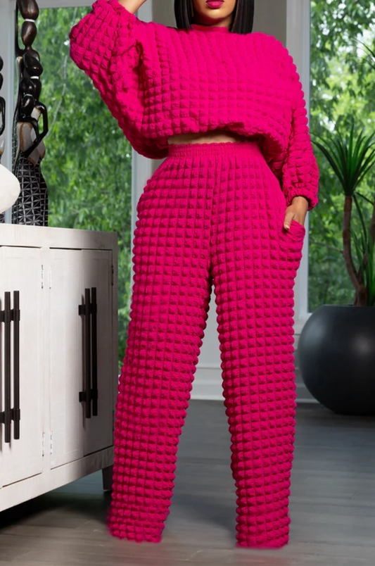 My Bubble 2pc Pant Set_Fuschia OR Green