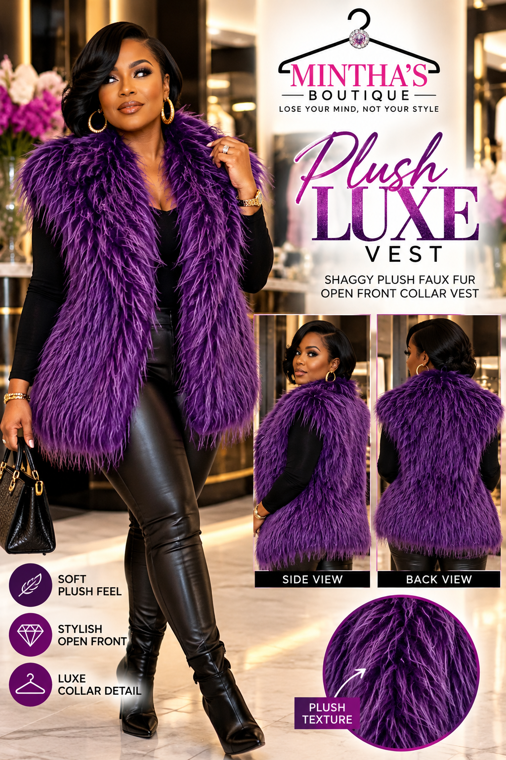 Purple Plush Luxe Vest