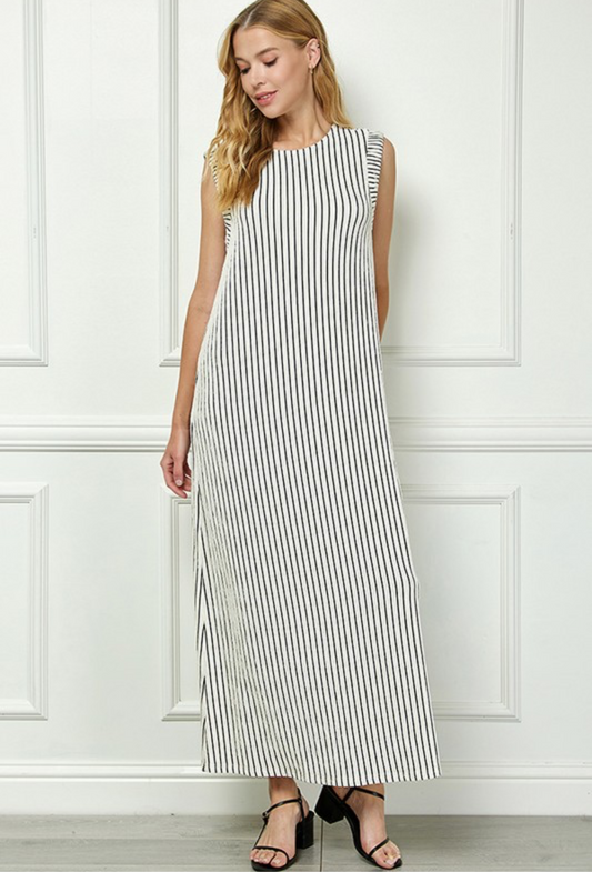 Sleeveless Stripe Maxi Dress