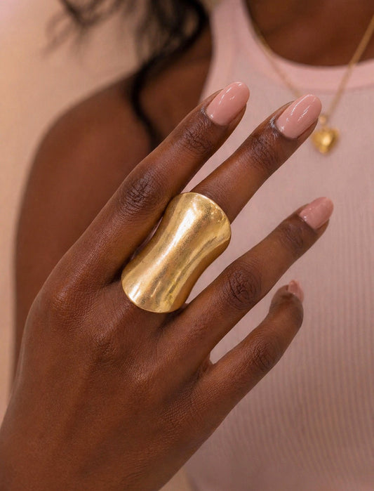 Matte Tone Concave Statement Ring