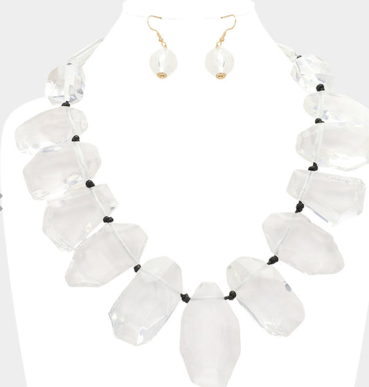 Multi Shaped Acrylic Rock Beaded Statement Necklace