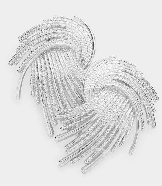 Abstract Metal Clip on Earrings