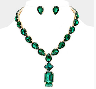 Emerald Cut Stone Link Necklace