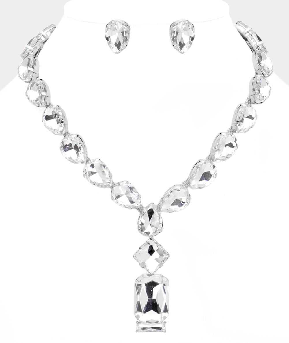 Emerald Cut Stone Link Necklace