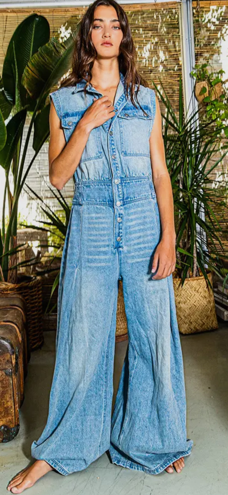 Make it Glam Wide Leg Denim Jumper_NO STRETCH