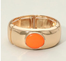 Bold Oval Stone Accent Wide Stretch Bracelet