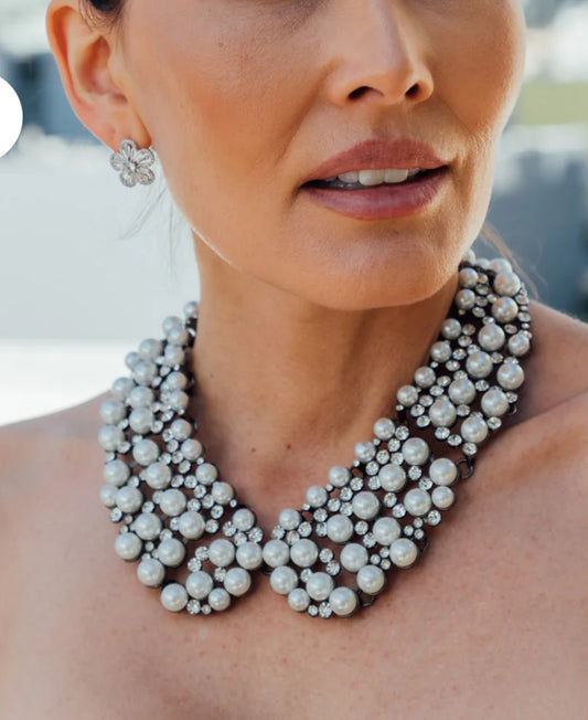 Keisha Silver Collar Statement Necklace