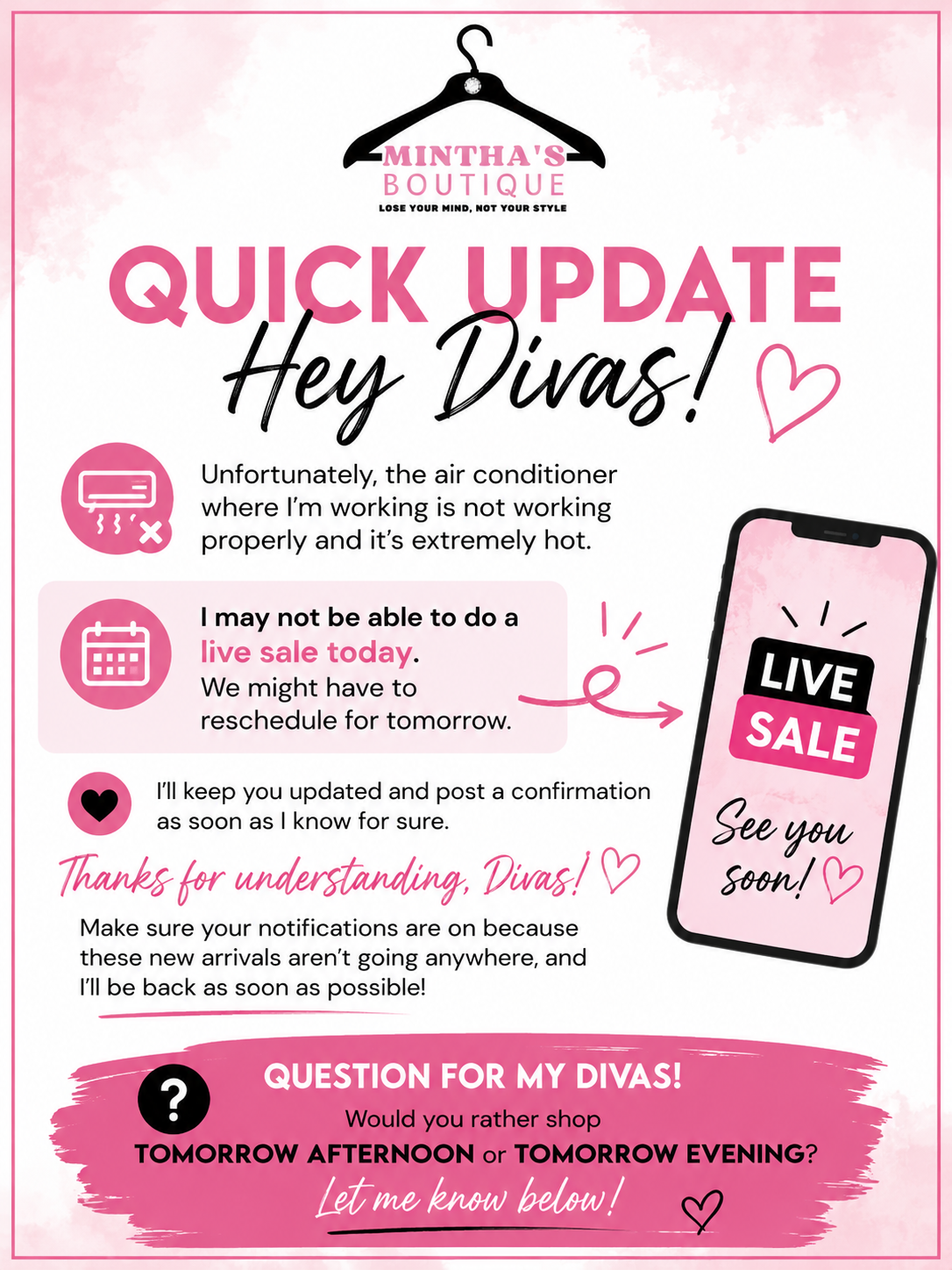 Update for Today Live Sale