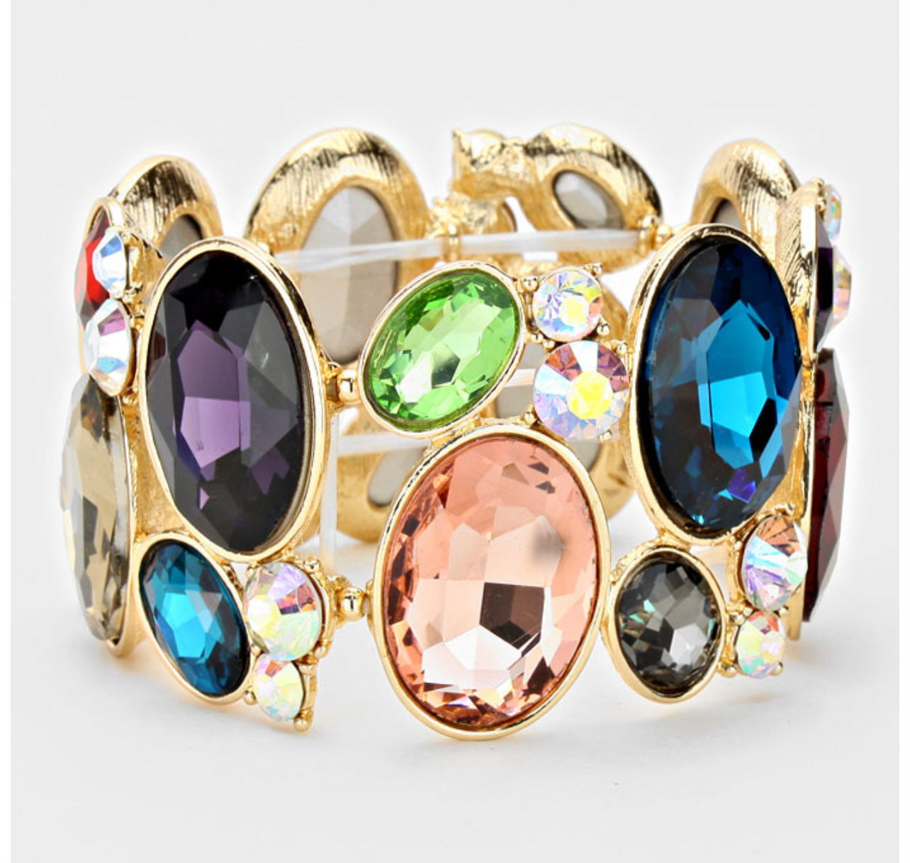 Oval Crystal Rhinestone Stretch Bracelet