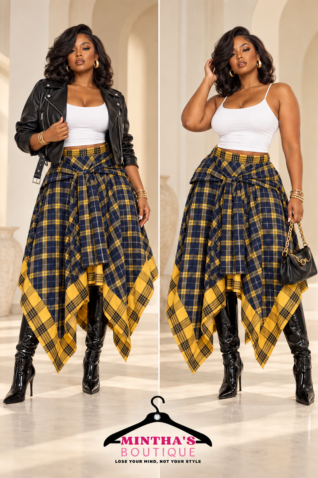 Plaid Attitude Handkerchief Skirt 💛🖤