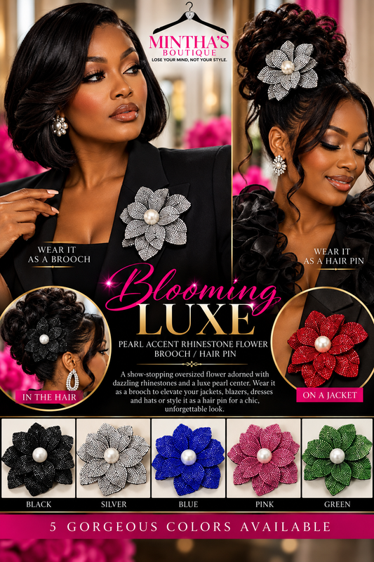 Pearl Accent Bling Studded Flower  Brooch/Hair Pin