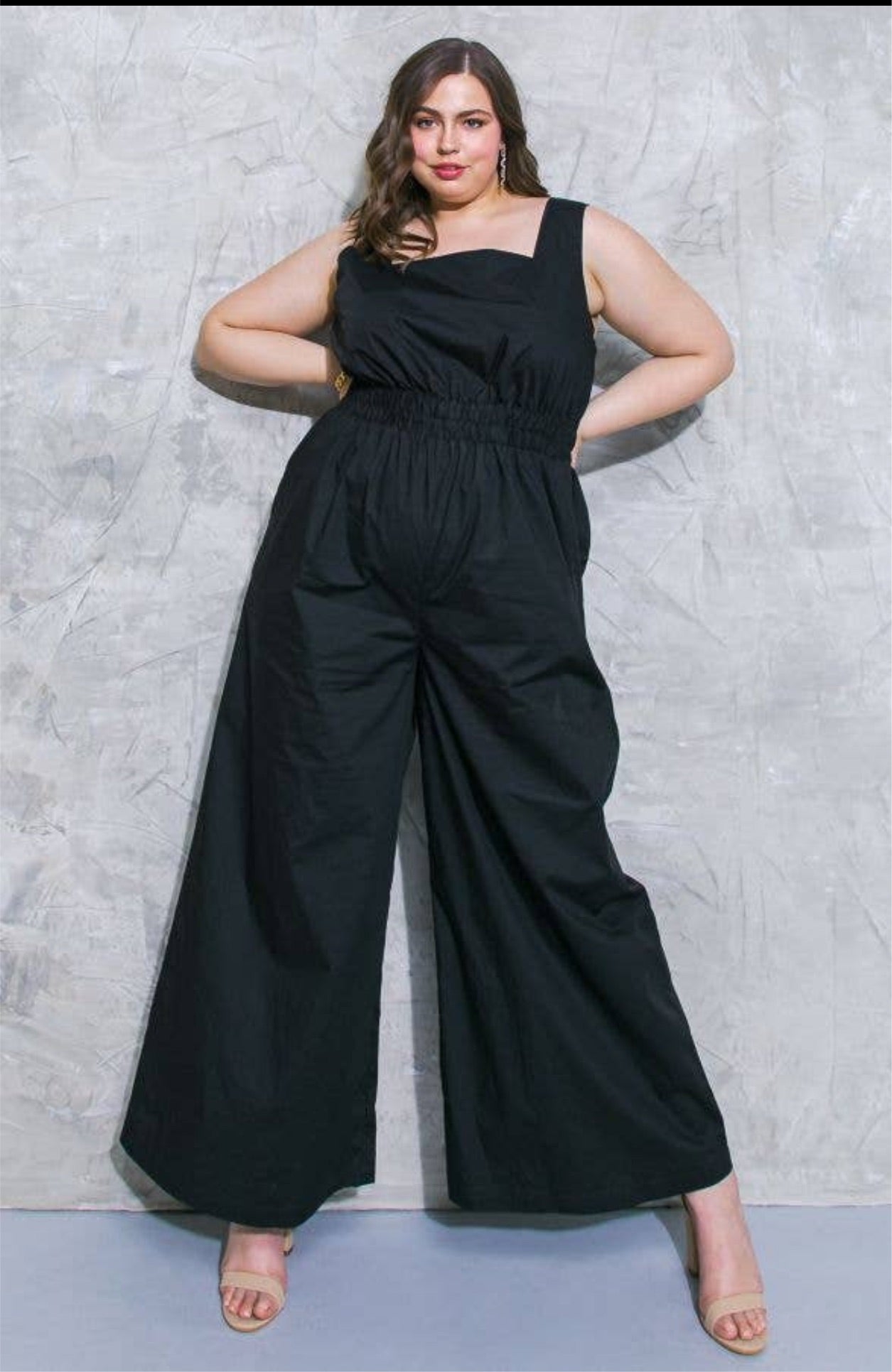 BLACK POPLIN JUMPSUIT