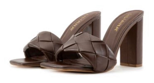 Brown Chunky Woven Mule Heel