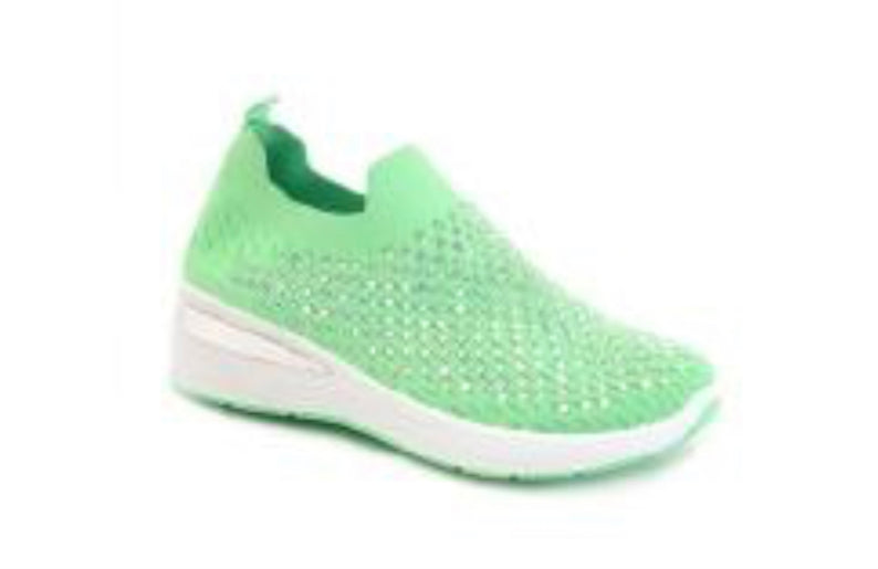 Lime Green Slip On Bling Sneaker 6.5